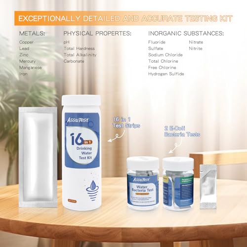 Assutest AST-WATER 17B 17 In 1 Water Test Kit - 100 Strips + 2 Bacteria Tester Kits - Well, Tap Home, Drinking Water City Water Testing Strip For Lead thumb #3