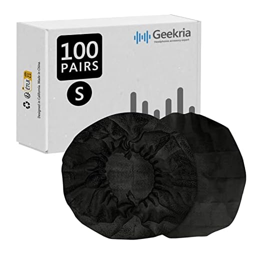 Geekria 100 par små icke-vävda tyg engångs hörlursskydd/öronkuddar skydd/töjbar sanitära öronkopp, passar 4 cm – 8 cm hörlurar (svart)