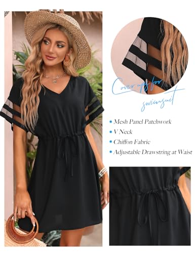 BMJL Womens Swimsuit Coverup Beach Dress V Neck Chiffon Bathing Suit Cover Ups Swimwear3