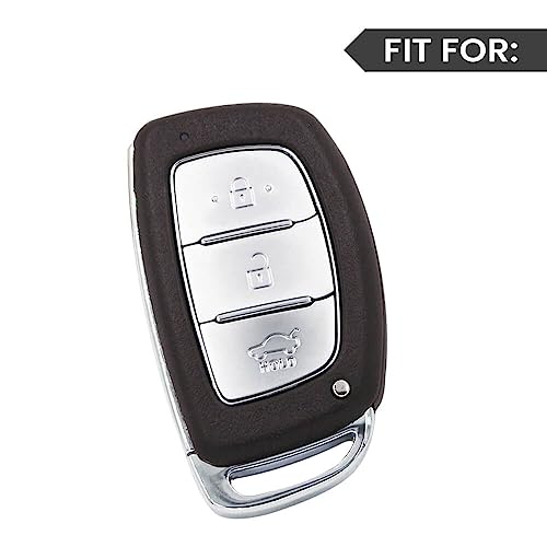 Image of Keyzone Litchi Leather Textured TPU Key Cover & Keychain for Exter, Creta, i20, Aura, Xcent, Tucson, Elantra, Verna, Grand i10 3 Button Smart Key (White)