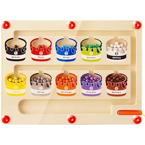 WOOD CITY Magnetic Color and Number Maze, Montessori Magnet Puzzle Game Board for Toddlers, Preschool Learning Activities Toys, Fine Motor Skills Toys for Boys Girls 3+ Year Old Cover