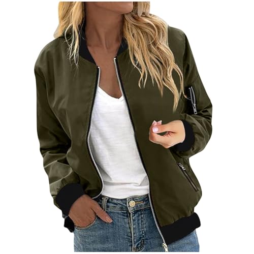 Bomber Jackets for Women 2025 Trendy Stand Collar Zip Up Jacket Loose Varsity Jackets Lightweight Casual Outerwear