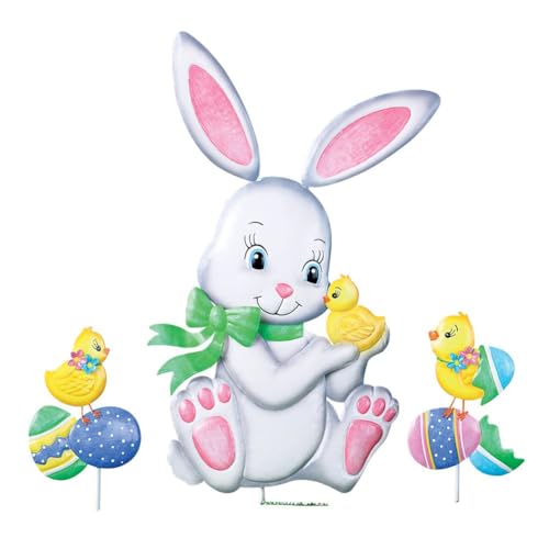 Collections Etc Easter Bunny and Friends Garden Stake Set