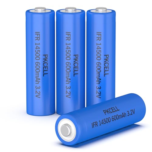 Solarbatterie AA 600mAh 3,2V Wiederaufladbare Batterie für Solarleuchten,Taschenlampen,4 Stück,PKCELL