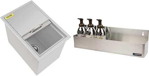 Happybuy Baúl de hielo de acero inoxidable de 18 pulgadas de largo x 12 pulgadas de ancho x 14.5 pulgadas de alto, con tapa deslizante, cubo de