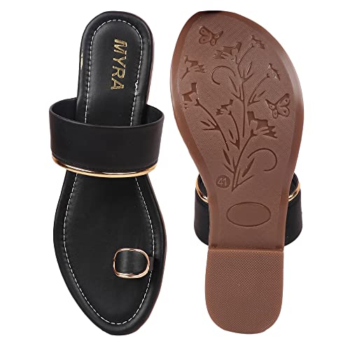 Image of MYRA Women's Solid Toe-ring Casual Flat Chappal | Casual Ladies Flats - MS1327C