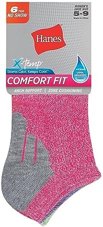 Hanes Women's 6-Pair Comfort Fit No Show Socks