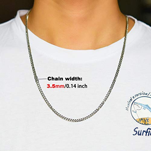 Sunling Solid Stainless Steel Cuban Chain Necklace For Men And Women Waterproof Curb Link Necklace Chain-Widths 3.5Mm 5Mm 7Mm 9Mm-Chain Lengths 16"-36" #TOP2