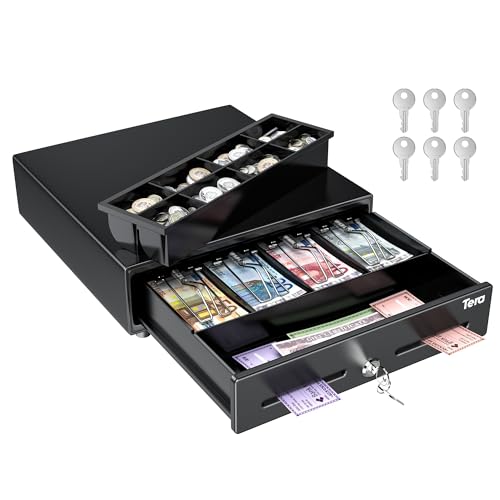 Cajón de dinero automático Tera 330G con 4 billeteros y 8 monederos para punto de venta