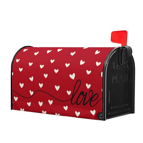 Image of Valentines Day Mailbox Cover Magnetic Red Love Hearts Romantic Mailbox Wrap Post Cover Standard Size 25.5x21 Inch for Garden Yard Outdoor Outside Patio Wedding Anniversary Holiday Decor