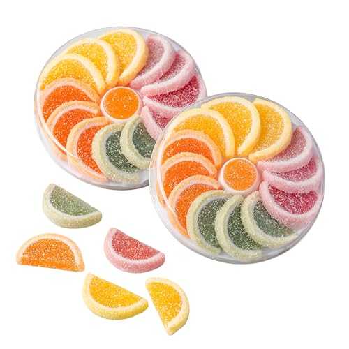 2x Fruit Jelly Sweets Gift Boxes (2x200g) - Tropical Fruit Slices Orange Lemon Apple Cherry flavour jellies jelly sweets crystal candy Valentines Gifts for him Fathers day