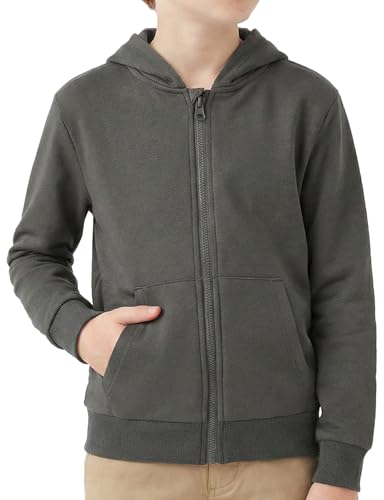 Image of Spring&Gege Boys Zip up Hoodie Soft Solid Classic Full Zip Hooded Sweatshirts for Kids (3-14 Years)