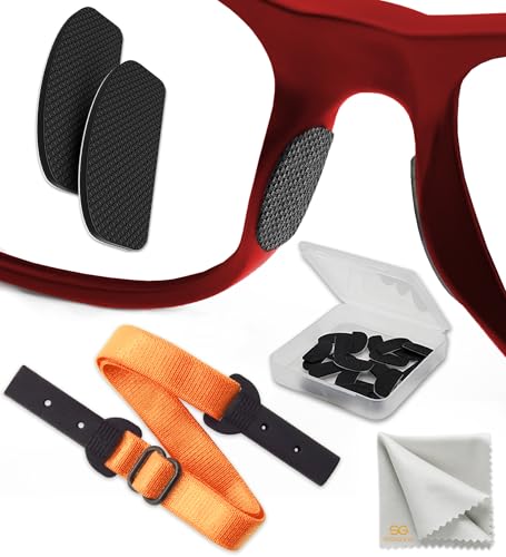 Nose Pads for Glasses Anti Slip - 0.5 mm Eye Glasses Nose Pads Non Slip - 6 Pairs Glasses Stoppers Nose Grip - Eyeglasses Nose Grips (Black Orange Strap)