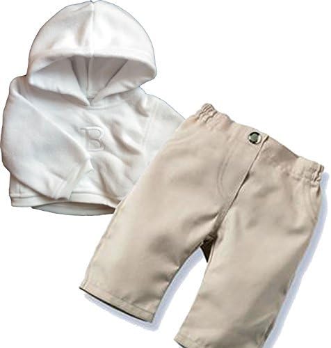 Middleton Doll Clothes- Tan Pants with White Hoodie for 19" Newborn Nursery Baby Dolls and Babble Baby Dolls