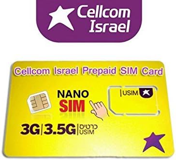 Cellcom Israel Prepaid NANO Size SIM Card New & Activated โฆ ready for use with free incoming calls and SMS โฆ Including SIM Card Case โฆ Iphone Pin โฆ English user guide