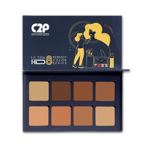 C2P Pro 8 in 1 Perfect Blend Concealer, Contour & Foundation Palette for Face Makeup | Matte Finish, Waterproof & Long-Lasting | Long Lasting Coverage 13g