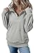SHEWIN Womens Sweatshirt Casual Half Zip Pullover Solid Long Sleeve Tops Quarter Zip Sweatshirts Trendy Fall Outfits Clothes 2025,US 4-6(S),Grey