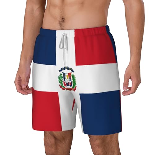 Mens Swim Trunks with Compression Liner Beach Board Shorts Quick Dry Swim Shorts -Flag of The Dominican Republic3