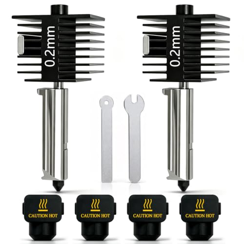 HzdaDeve 2 Pack 0.2MM A1 Mini/A1 Hotend Print Head Hot End Kit Extruder Upgrade High-Temperature Hardened Steel Nozzle R
