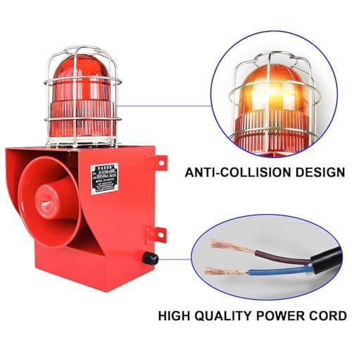 130DB Volume Regolabile Parete Sirena Allarme con Luce Stroboscopica, Impermeabile LED Luce di avvertimento per la sicurezza di fabbrica