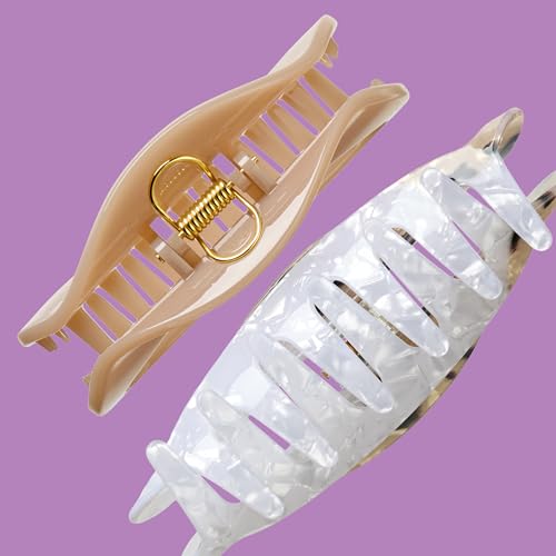 Conair Luxe Large Open-Center Claw Clips 2PK, Strong Hold Hair Clips for Women, Modern Cute Hair Clips/Cute Claw Clips, Lightweight & Durable, All Hair Types, Neutral Solid & Tortoise Finish - image 6