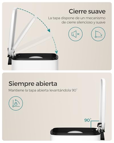 Cubo de basura de acero con pedal y sistema de cierre silencioso 4