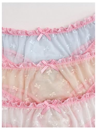 Image of GORGLITTER Women's 5pack Cute Panties Floral Print Low Rise Frilly Panties Coquette Underwear Set