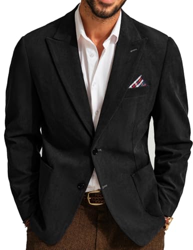 PJ PAUL JONES Mens Blazer Vintage Corduroy Jacket Formal Classic Two Buttons Sport Coats