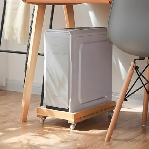 Soporte para CPU soporte escritorio bandeja chasis rack base aumentada bandeja gabinete estante con polea soporte para computadora (B) miniatura 3
