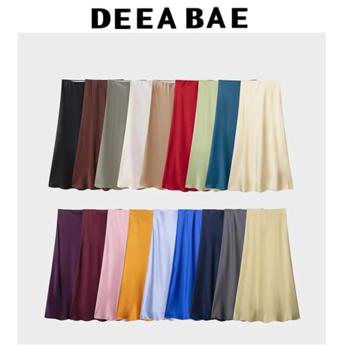 Satin Skirt Women's Fashion Multi Color Casual Elegant Silk Texture Midi Half Body Skirt High Waist Bag Hip Middle Long Skirt2