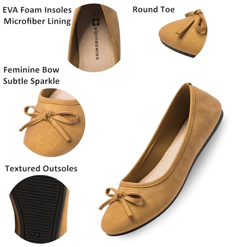 Alpine Swiss Polly Womens Bow Ballet Flats Round Toe Slip On Comfortable Shoes2