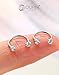 OUFER 2PCS 316L Surgical Steel Horseshoe Nose Rings Hoops, 20G Push Pin Threadless Nose Rings For Women Men, Double Crystal Horseshoe Septum Lip Eyebrow Helix Daith Ear Piercing Jewelry-7mm and 8mm