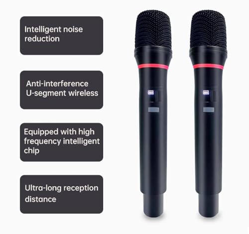 Sistema amplificador de karaoke con pantalla táctil HD, solicitud de canción de voz AI y efecto marquesina, incluye 2 micrófonos inalámbricos y espejo de pantalla móvil