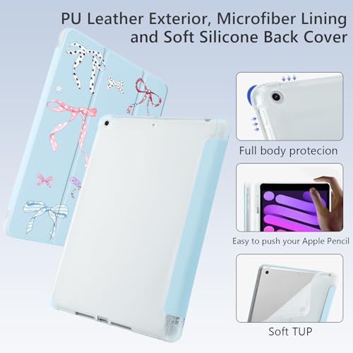 Coque iPad 10,2 pouces en cuir bleu avec support stylet intégré - 4