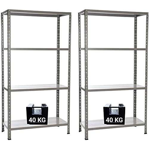 GRIMA PACCO DOPPIO CON 2 SCAFFALI COMPLETI A BULLONE 60 X 30 X 140 CM 4 RIPIANI 40 KG