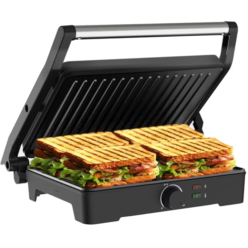 MUBENLIFE Panini Press,Sandwich Press Grill,180 Degree Open,Perfect for Grilling...