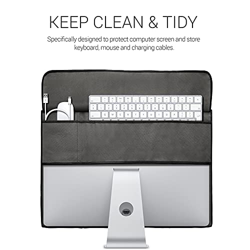 Kwmobile Cover Compatible With 24-26" Monitor - 3-In-1 Case With Storage For Mouse, Keyboard - Dark Grey #TOP1