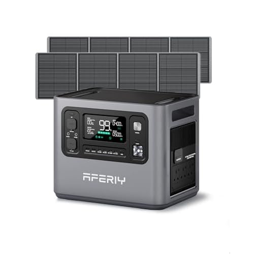 AFERIY P280 2800W Portable Power Station with 2Pcs 200W Solar Panel, UPS 2048Wh LiFePO4 Battery,Expandable to 10kWh,1800W AC Charging,Solar Generator for Home Use,Power Outages,Camping,and R