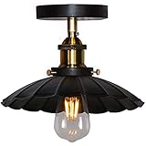 Hines Retro Industrial Ceiling Light Little Black Dress Creative Lamps Metal Black Round Wrought Iro