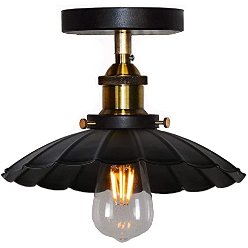 Hines Retro Industrial Ceiling Light Little Black Dress Creative Lamps Metal Black Round Wrought Iron Ceiling Lamp E27 Indoor Decorative Lighting Household And Commercial Lighting #TOP4