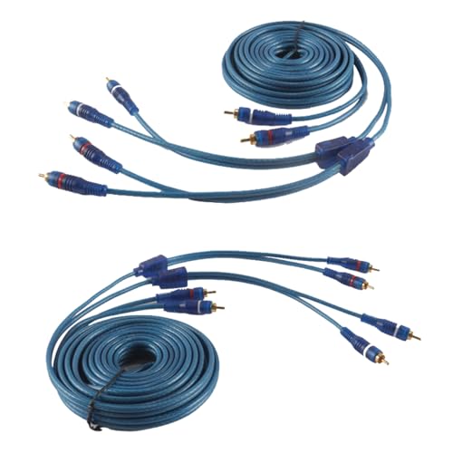 Hoite - Hoite Câble d'interconnexion audio RCA 4 canaux pour voiture, adaptateur répartiteur en Y 2 à 4 canaux, câble à paire torsadée, OFC entièrement blindé avec réduction du bruit (5 m)
