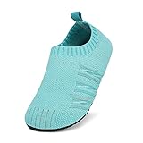 Geweo Kinder Slippers Hausschuhe Pantoffeln Aquaschuhe Schwimmschuhe Kleinkind Wasserschuhe Barfußschuhe Mädchen Junge rutschfeste Strandschuhe Badeschuhe für Baby Strand Pool Yoga Türkis 22/23EU