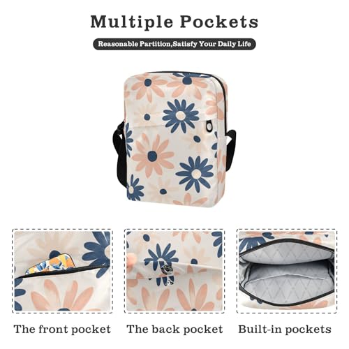 KLL Daisies Navy Blue messenger bag crossbody Vegan Leather Shoulder Bag Travel Shoulder Handbags2