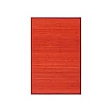 alfombra bambu roja Puedes limpiarla diariamente con una escoba y fregar  con mocho muy retorcido.