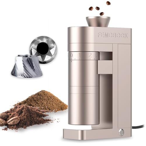 FEMOBOOK-A5 Electric Burr Coffee Grinder Champagne Gold