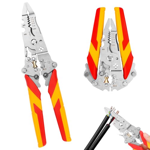 Alicates pelacables 12 en 1 con función de medición de corriente, pelacables multifuncional con comprobador de tensión, alicates para pelar cables con probador de corriente