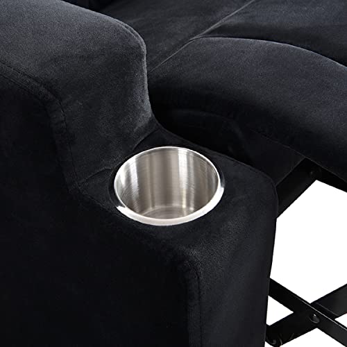 Jarkuz Kids Recliner Chair, Modern Kids Upholstered Couch With Two Cup Holder, Footrest, Backrest, Toddlers Velvet Recliner With Headrest And Footrest For Bedroom And Living Room #TOP4