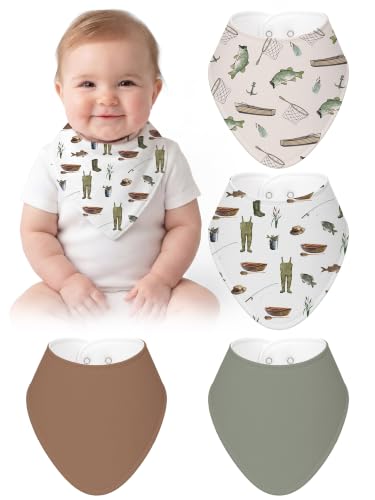 Image of 4 Pcs Baby Bandana Bib Cute Baby Nursery Decor Cotton Newborn Infant Feeding Drool Bib for Drooling and Teething Girl Boy