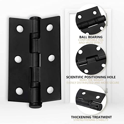 Bwintech 2 works 75 x 50 x 2.0mm(3 inch) Matt Black Steel Fireproof Inner Door Hinge, Square Corners - Image 3
