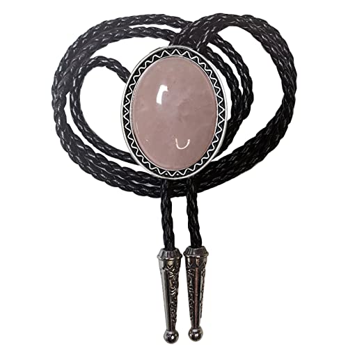Image of Turquoise Agate Granite BOLO Tie for Men Women Leather Wedding Necklace Western Cowboy Necktie